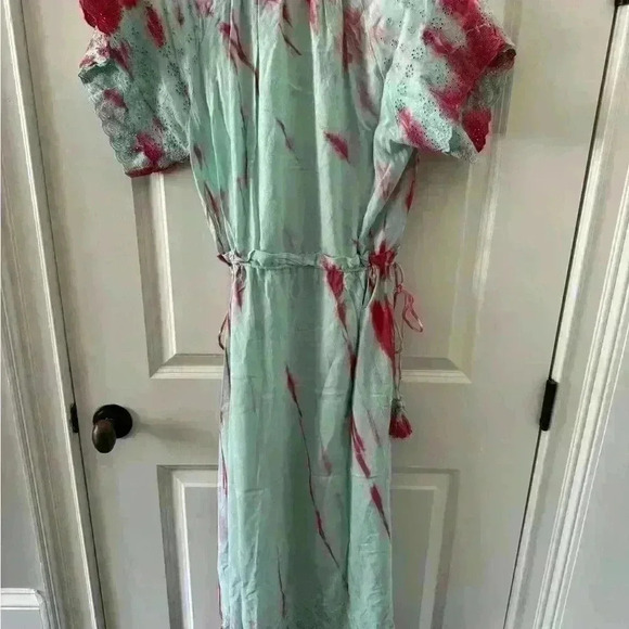 RAGA Leslie Tie-dye Smocked Midi Dress ~ Hand Dyed!!~ Adjustable Waist~ L~NWT! - Picture 6 of 9